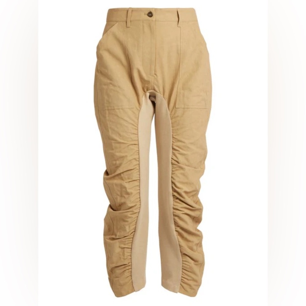 Stella McCartney Xenia Ruched Tan & Cream Color Women's Pants.    E42 US 6
